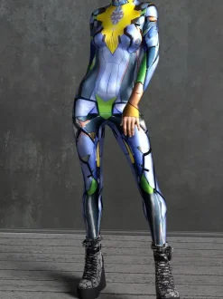 Sexy Women's Jumpsuit Zentai Robot Print Illusion Tattoo Jumpsuit Sexy Catsuit