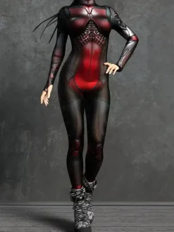 Sexy Women's Jumpsuit Zentai Robot Print Illusion Tattoo Jumpsuit Sexy Catsuit