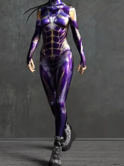Sexy Women's Jumpsuit Zentai Robot Print Illusion Tattoo Jumpsuit Sexy Catsuit