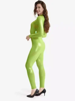 Sexy Zentai Costumes Shiny Catsuit Stage Dance Party Bodysuit Carnival Halloween Dark Green