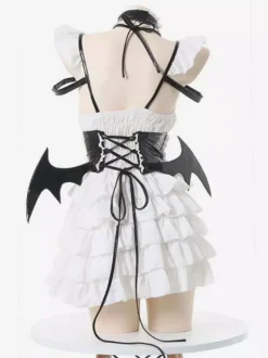 Sexy Zentai Suits Sexy Zentai Costumes Women PVC Leather Witch Demon Suit Sexy Lingerie Maid Outfit
