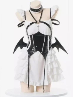 Sexy Zentai Suits Sexy Zentai Costumes Women PVC Leather Witch Demon Suit Sexy Lingerie Maid Outfit