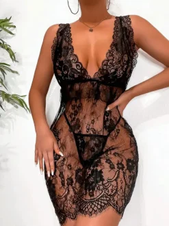 Sexy Babydoll Black Sheer Sexy Hosiery