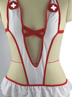 Sexy Bedroom Costume Nurse V Neck Cross Front Polyester Sexy Sets