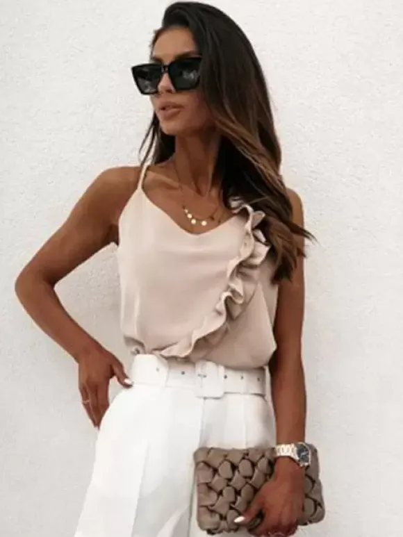 Sexy Cami Top For Women V-Neck Sleeveless Eric White Summer Tops