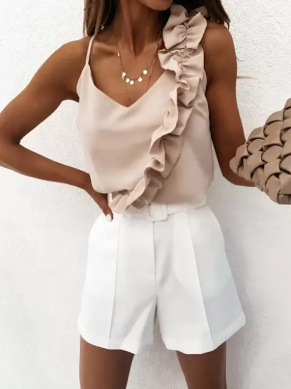 Sexy Cami Top For Women V-Neck Sleeveless Eric White Summer Tops