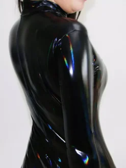 Sexy Catsuit PU Leather Unisex Black Jumpsuit