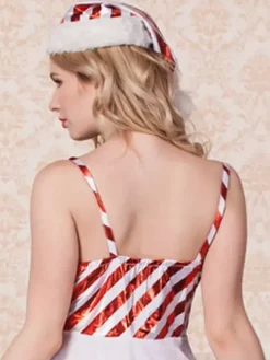 Sexy Christmas Costume White Women Velour Dresses Outfit