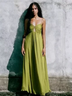 Sexy Cutout Maxi Dress For Women - Ruched Bust Spaghetti Strap Boho Flowy Sundress - Summer Beach Vacation 2026