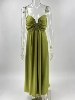 Sexy Cutout Maxi Dress For Women - Ruched Bust Spaghetti Strap Boho Flowy Sundress - Summer Beach Vacation 2026