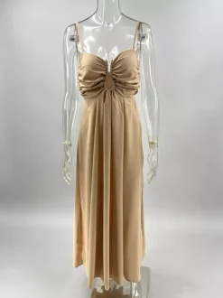 Sexy Cutout Maxi Dress For Women - Ruched Bust Spaghetti Strap Boho Flowy Sundress - Summer Beach Vacation 2026