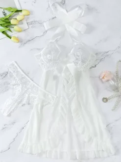 Sexy Daily Casual Lace Sheer White Babydolls & Chemises