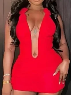 Sexy Deep V Neck Ruched Bodycon Rose Applique Halter Party Dress For Women 2026
