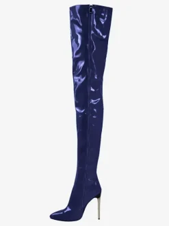 Sexy High Heel Boots Pointed Toe Stiletto Heel Ball Blue Thigh High Boots Over The Knee Boots