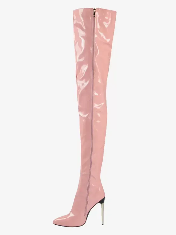 Sexy High Heel Boots Pointed Toe Stiletto Heel Ball Blue Thigh High Boots Over The Knee Boots