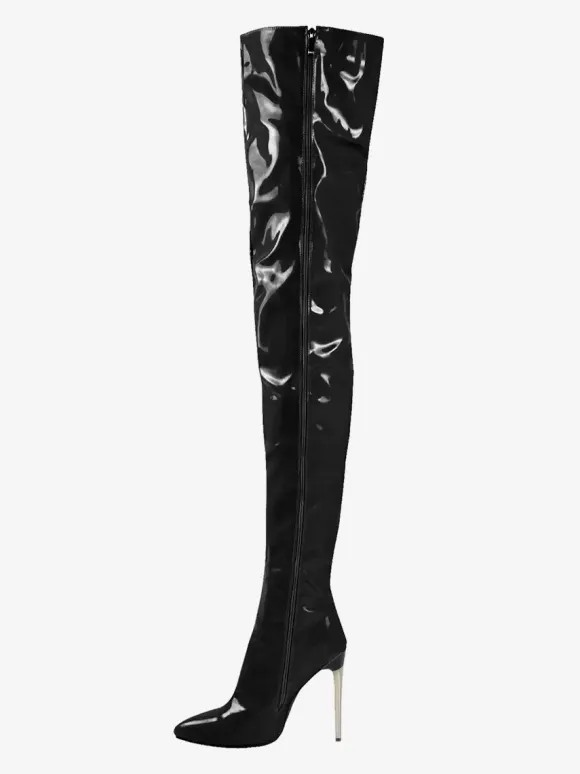 Sexy High Heel Boots Pointed Toe Stiletto Heel Ball Blue Thigh High Boots Over The Knee Boots