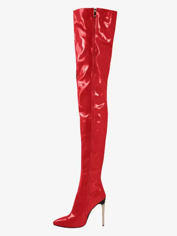 Sexy High Heel Boots Pointed Toe Stiletto Heel Ball Blue Thigh High Boots Over The Knee Boots