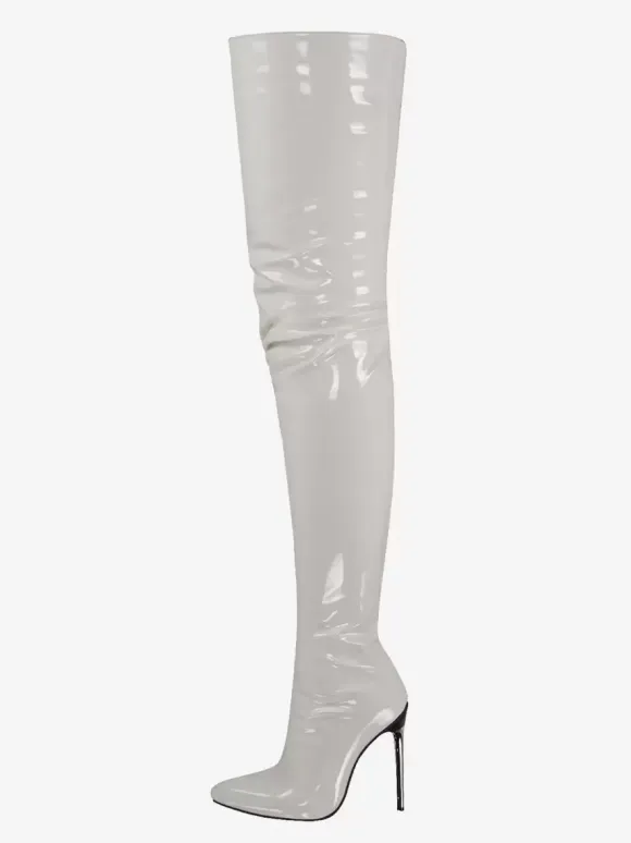 Sexy High Heel Boots Pointed Toe Stiletto Heel Ball Blue Thigh High Boots Over The Knee Boots