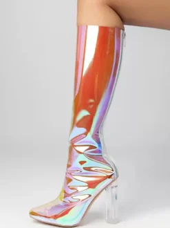 Sexy High Heel Boots Pointed Toe Zipper Party White Thigh High Boots Over The Knee Boots