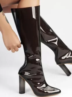 Sexy High Heel Boots Pointed Toe Zipper Party White Thigh High Boots Over The Knee Boots