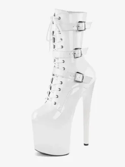 Sexy High Heel Boots Round Toe Lace Up Stiletto Heel Pole Dancing Black Thigh High Boots Over The Knee Boots