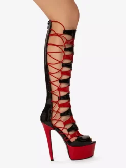 Sexy high heel Boots Unisex Platform Open Toe Lace Up Sandal Boots
