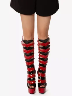 Sexy high heel Boots Unisex Platform Open Toe Lace Up Sandal Boots