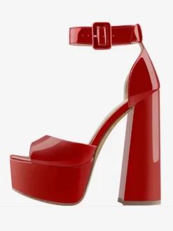 Sexy High Heel Sandals Platform Open Toe Buckle Detail Ankle Strap Block Heel Sandals