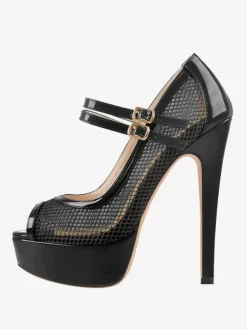 Sexy High Heels Mesh Peep Toe Strap Adjustable Buckle Pumps