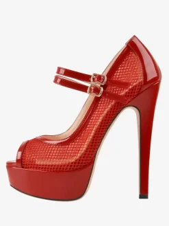 Sexy High Heels Mesh Peep Toe Strap Adjustable Buckle Pumps