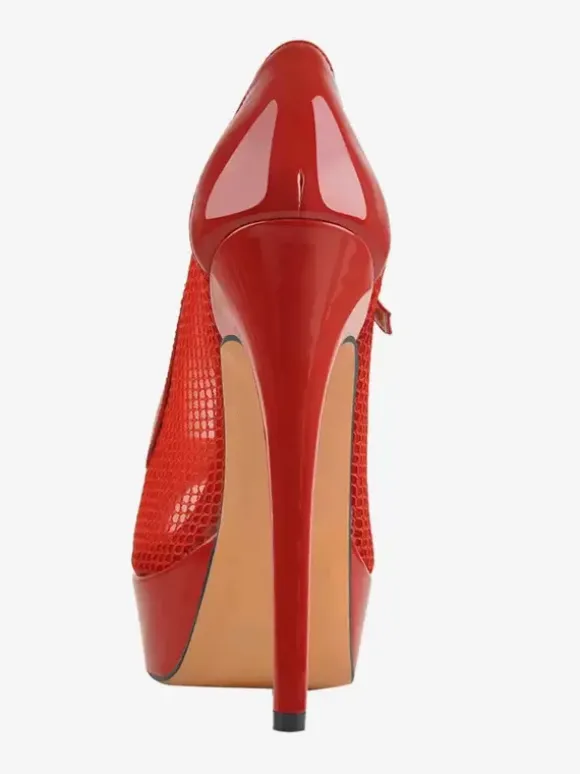 Sexy High Heels Mesh Peep Toe Strap Adjustable Buckle Pumps