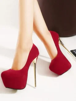 Sexy High Heels Women Red Platform Stiletto Heel Slip On Pumps