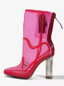 Sexy Light Up Boots Pointed Toe Chunky Heel Ankle Boots Without Battery