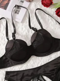Sexy Lingerie 4-Piece Black Adult's Bra & Panty Sets