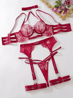Sexy Lingerie 3-Piece Black Adult's Bra & Panty Sets