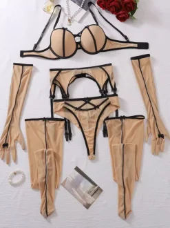 Sexy Lingerie 5-Piece Black Adult's Bra & Panty Sets