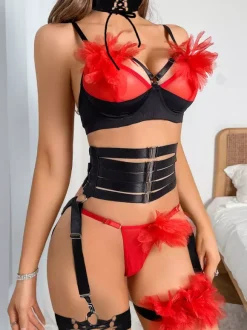 Sexy Lingerie 5-Piece Black Adult's Bra & Panty Sets