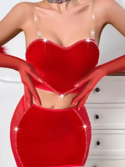 Sexy Lingerie 3-Piece Red Adult's Bra & Panty Sets