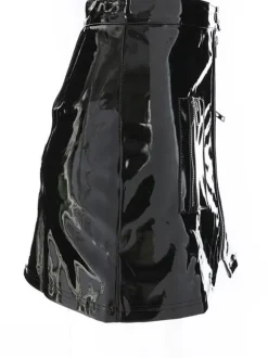Sexy Mini Skirt PU Leather Like Zipper Short Bodycon Skirt With Pockets
