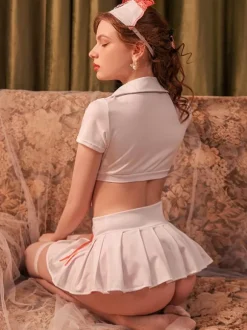 Sexy Nurse Costume Halloween White Women's Polyester T-back Top