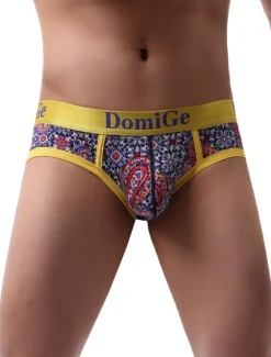 Sexy Panties For Men Yellow Printed Rayon Tanga Men's Lingerie