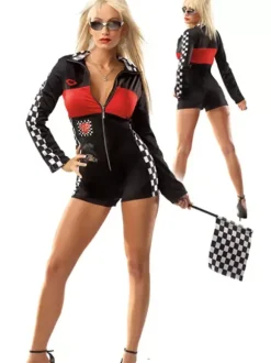 Sexy Race Car Driver Costume Halloween Black Checker Romper For Women Halloween