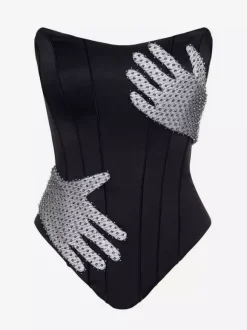 Sexy Rhinestone Hand Corset Top For Women - Sexy Strapless Body Shaper Bustier - Summer Party Clubwear 2026