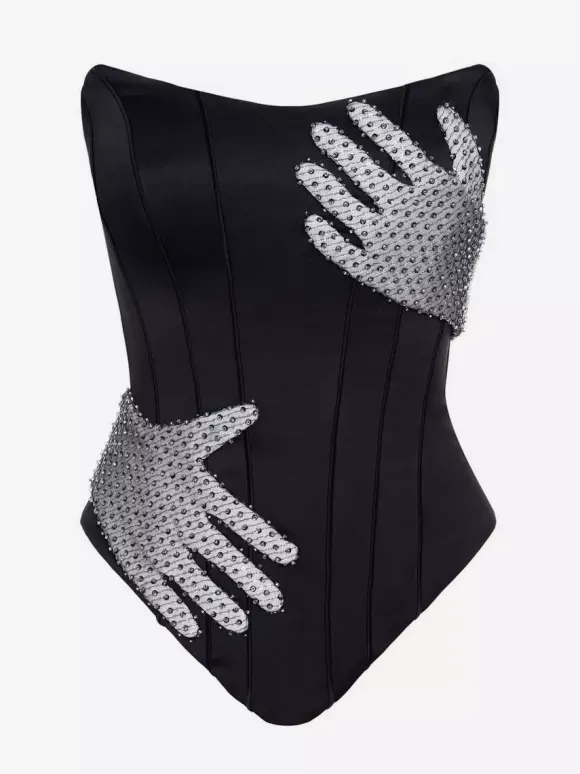 Sexy Rhinestone Hand Corset Top For Women - Sexy Strapless Body Shaper Bustier - Summer Party Clubwear 2026