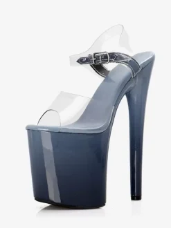 Sexy Sandals For Woman Deep Apricot PU Leather Peep Toe 3.9