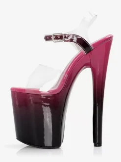 Sexy Sandals For Woman Deep Apricot PU Leather Peep Toe 3.9