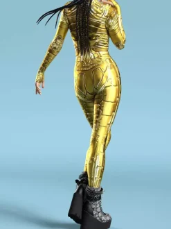 Sexy Womens Bodysuit Cyberpunk Optical Illusion Robot Print Metallic Zentai Costumes