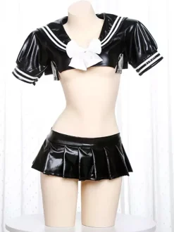 Sexy Zentai Suits Sexy Lingerie Student Uniform Two Piece Set Club Uniform Catsuit Costume