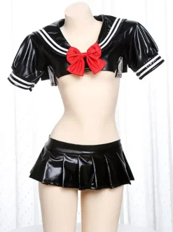 Sexy Zentai Suits Sexy Lingerie Student Uniform Two Piece Set Club Uniform Catsuit Costume