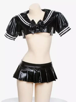 Sexy Zentai Suits Sexy Lingerie Student Uniform Two Piece Set Club Uniform Catsuit Costume